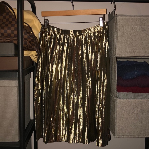 J. Crew Dresses & Skirts - NWT J.Crew Point Sur Pleated Metallic - Midi Skirt